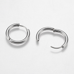 Stainless Steel Color 201 Stainless Steel Huggie Hoop Earrings Findings, with 304 Stainless Steel Pins, Stainless Steel Color, 18x19x2.5mm, 10 Gauge, Pin: 0.9mm