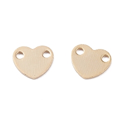 Real 24K Gold Plated Brass Link Connectors, Long-Lasting Plated, Heart, Real 24K Gold Plated, 5.5x6.5x0.4mm, Hole: 1mm