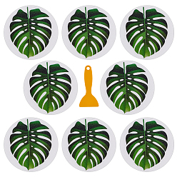 Зеленый Противоскользящие наклейки для ванны из ПЭВА, узор листьев монстера, зелёные, 150x1 мм