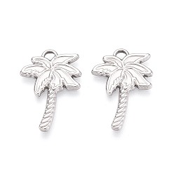 Нержавеющая Сталь Цвет 304 подвески из нержавеющей стали, кокосовая пальма, цвет нержавеющей стали, 24.5x17x2 мм, отверстие : 3x2 мм
