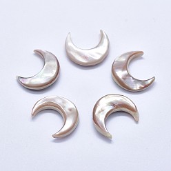 Розовая Раковина Натуральные розовые кабошоны, луна, 18~22x16~19x2~8 мм