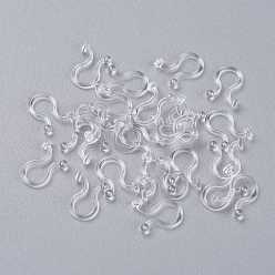 Clear Plastic Clip-on Earring Findings, Fit for Flat Back Cabochons, Clear, 10x8x2mm