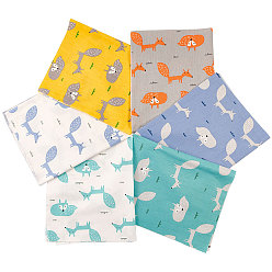 (52) Непрозрачная лаванда Хлопчатобумажная ткань с принтом лисы, для пэчворка, шить ткани для пэчворка, разноцветные, 50x40x0.02 см, 6 листов / комплект