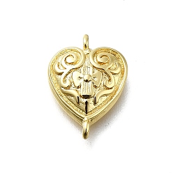 Настоящее золото 18K Латунные цветочные сердечки, долговечный, без свинца и без кадмия, стойки покрытие, реальный 18 k позолоченный, 15x11x3.5 мм, отверстие : 1.2 мм