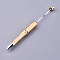 Goldenrod Plastic Beadable Pens, Shaft Black Ink Ballpoint Pen, for DIY Pen Decoration, Goldenrod, 144x12mm, The Middle Pole: 2mm