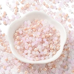 Pink Стеклянные бусины, граненые, рондель, розовые, 4x3 мм, отверстие : 0.4 мм, Около 820 шт / 60 г