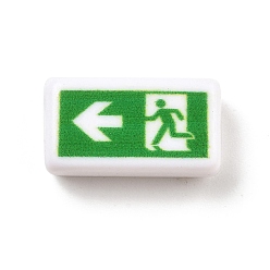 Зеленый Непрозрачные акриловые бусины, знак аварийного выхода, зелёные, 10x18.5x6 мм, отверстие : 2.5 мм