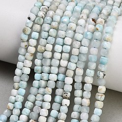 Larimar Larimar naturelles brins de perles, cube, facette, 4~4.5x4~4.5x4mm, Trou: 0.8mm, Environ 96 pcs/chapelet, 15.35'' (39~39.5 cm)