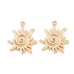 Light Gold 304 Stainless Steel Pendants, Spiral Sun Charms, Light Gold, 22.5x19.5x1.5mm, Hole: 2mm