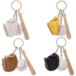 (52) Непрозрачная лаванда 4шт 4 цвета брелок из искусственной кожи, форма бейсбольной формы, разноцветные, 110 мм, 1 шт / цвет