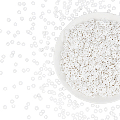 Белый Бусины из полимерной глины , Диск / плоские круглые, Heishi бусы, белые, 6x1 мм, отверстие : 2 мм, Около 3040~3200 шт / коробка