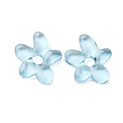 Светло-голубой Бусины лэмпворк , цветок, светло-голубой, 18x17x4 мм, отверстие : 3.7 мм