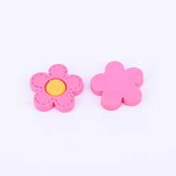 Ярко-Розовый Кабошоны из смолы, Диетические аксессуары, цветок, ярко-розовый, 17x18x3 мм