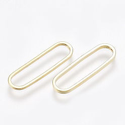 Настоящее золото 18K Латунные соединительные колечки, без кадмия, без никеля и без свинца, овальные, реальный 18 k позолоченный, 20x6x1 мм