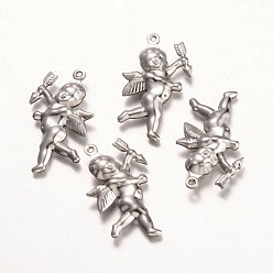 Нержавеющая Сталь Цвет Устойчивые к потускнению 316 подвески из хирургической нержавеющей стали, ангел, цвет нержавеющей стали, 29x16x5 мм, отверстие : 1 мм