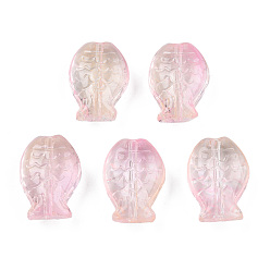 Pink Прозрачные брызги, окрашенные распылением, два тона, рыба, розовые, 14x10x5.5 мм, отверстие : 1 мм