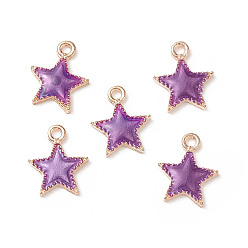 Орхидея Сплав эмали прелести, звезда, золотые, сиреневые, 16x13x2 мм, отверстие : 2 мм