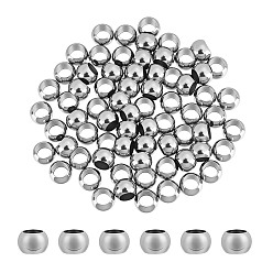 Нержавеющая Сталь Цвет 70шт 303 европейские бусины из нержавеющей стали, рондель, цвет нержавеющей стали, 8x5.5 мм, отверстие : 5 мм