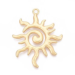 Матовый Золотой Цвет Стойки обшивки сплава большие кулоны, солнечный луч, без кадмия и без свинца, матовый золотой цвет, 60x48x3 мм, отверстие : 3.8 мм