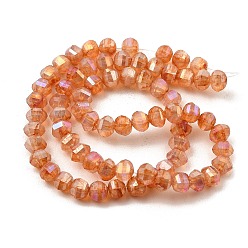 Dark Orange Imitation Jade Glass Beads Strands, Faceted, AB Color Plated, Rondelle, Dark Orange, 5x4.5mm, Hole: 1.2mm, about 70pcs/strand, 12.80''(32.5cm)