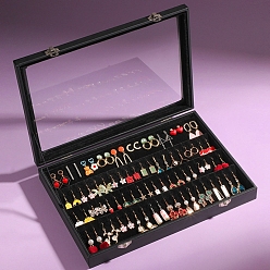 Черный Витрины для ювелирных изделий velet, органайзер для ювелирных изделий держатель для кольца, серьги, ожерелья, браслета, хранения, прямоугольные, чёрные, 35x24x5 см