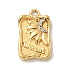 Золотой 304 из нержавеющей стали горный хрусталь подвески, прямоугольник и солнце, золотые, 20.5x12.5x3 мм, отверстие : 3 мм