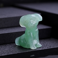 Зеленый Авантюрин Резная статуя собаки из натурального зеленого авантюрина, Камень Рейки для домашнего офиса, рабочего стола, украшение по фэн-шуй, 32x25 мм