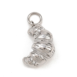 Нержавеющая Сталь Цвет 304 подвески из нержавеющей стали Rhinstone, круассановые прелести, с целью перехода в кольце, цвет нержавеющей стали, 18.5x14.5x8 мм, отверстие : 4 мм