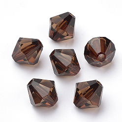 Coconut Brown Transparent Acrylic Beads, Bicone, Coconut Brown, 6x5.5mm, Hole: 1.5mm, about 6120pcs/500g