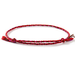 Красный Плетеные браслеты из хлопкового шнура в стиле бохо, двухслойные браслеты для женщин, красные, внутренний диаметр: 11 дюйм (28 см)