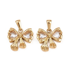 Золотой 304 из нержавеющей стали горный хрусталь подвески, бантом прелести, золотые, 18.5x20x4.5 мм, отверстие : 7x3 мм