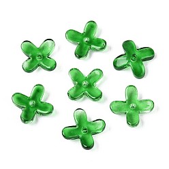 Зеленый Прозрачные колпачки для стеклянных бусин, цветок с четырьмя лепестками, зелёные, 12x12x3~3.5 мм, отверстие : 1.2 мм