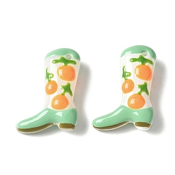 Средний Аквамарин Бусины из стеклянной эмали, окрашенные методом запекания, ботинок с апельсином, средний аквамарин, 24x17x8~8.5 мм, отверстие : 1.4 мм