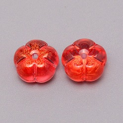 Red Transparent Glass Beads, Pumpkin, Red, 10x10x7mm, Hole: 1.2mm
