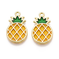 Золотистый Подвески из сплава , с эпоксидной смолой, без кадмия и без свинца, ананас, золотые, золотые, 27.5x16.5x1.5 мм, отверстие : 2 мм