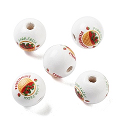 Fraise Perles européennes en bois sur le thème des fruits, Perles avec un grand trou   , fraise, 15.5~16x14.5mm, Trou: 4mm
