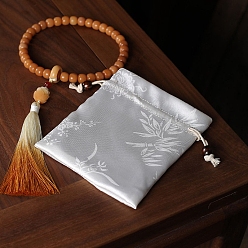 Белый Атласные сумки на шнурке, подарочная упаковка ювелирных изделий мешок для сережек упаковка браслета, прямоугольные, белые, 15x13 см