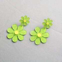 Зеленый газон Акриловые болтаться серьги стержня, цветок, зеленый газон, 70x45 мм