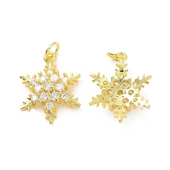 Настоящее золото 18K Покрытие стойки латунь микропаве прозрачные подвески из кубического циркония, с целью перехода в кольце, долговечный, без кадмия и без свинца, снежинка очарование, реальный 18 k позолоченный, 20x15.5x5 мм, Перейти кольцо: 5x0.8 мм, внутренний диаметр: 3.5 мм