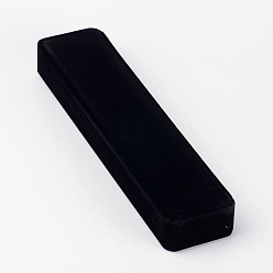Черный Коробки прямоугольника бархата ожерелья, шкатулки, чёрные, Около 5.5 см шириной, 24 см длиной, 2.8 см высотой