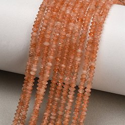 Солнечный Камень Натуральный Sunstone бисер пряди, двухконусные, граненые, 3x2 мм, отверстие : 0.6~0.7 мм, около 194~196 шт / нитка, 15.28~15.43 дюйм (38.8~39.2 см)