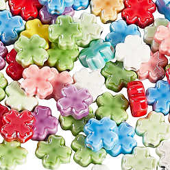 (52) Непрозрачная лаванда 60шт. фарфоровые бусины ручной работы, яркие глазированный фарфор, клевер, разноцветные, 11.5x11.5x5.5 мм, отверстие : 2.3 мм