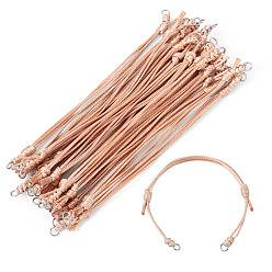 BurlyWood 20Pcs Adjustable Korean Waxed Polyester Cord Bracelet Making, 304 Stainless Steel Jump Rings, Stainless Steel Color, BurlyWood, 9-1/4 inch(23.5cm)