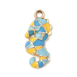 Sea Horse Подвески из эмали и сплава, золотые, морской конек, 24.5x11x3.5 мм, отверстие : 2.2 мм
