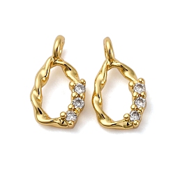 Настоящее золото 18K Латунные микро проложить кубического циркония подвески, овальные амулеты, долговечный, без кадмия и без свинца, стойки покрытие, реальный 18 k позолоченный, 10x5.5x2 мм, отверстие : 1.2 мм