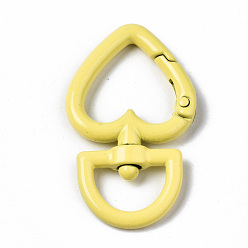 Mixed Color Spray Painted Eco-Friendly Alloy Swivel Snap Hooks Clasps, Cadmium Free & Nickel Free & Lead Free, Heart, Mixed Color, 45x27x5.5mm, Hole: 7x14.5mm