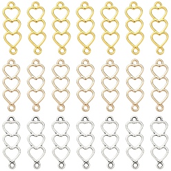 (52) Непрозрачная лаванда 90g 3 цвета сплава соединительные подвески, тройные сердечные связи, разноцветные, 24x8x1.5 мм, отверстие : 1.6 мм, 30 г / цвет