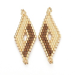 Бледно-Золотистый Японский бисер miyuki & toho ручной работы ссылки, Ткацкий станок, ромб, бледно золотарник, 40.7~42x16.4~17x1.7~1.9 мм, отверстие : 1.2~1.4 мм