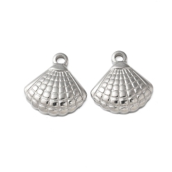 Нержавеющая Сталь Цвет 304 подвески из нержавеющей стали, подвески в форме ракушек, цвет нержавеющей стали, 17.5x16.5x4 мм, отверстие : 2 мм