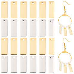 Real Gold Plated & Stainless Steel Color 120Pcs 2 Colors 201 Stainless Steel Charms, Stamping Blank Tag, Rectangle, Real Gold Plated & Stainless Steel Color, 13x5x0.5mm, Hole: 1.2mm, 60pcs/color